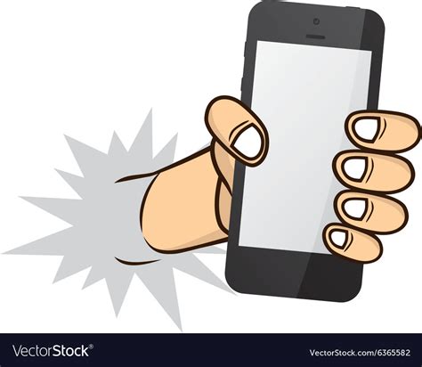 Cartoon hand holding phone Royalty Free Vector Image