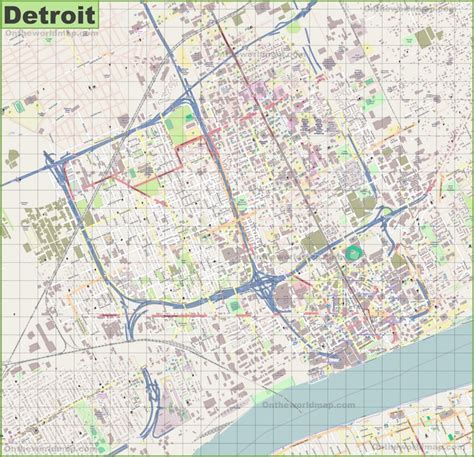 Large detailed map of Detroit