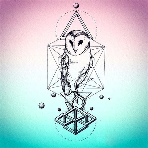 Nice Geometric Owl Tattoo Design