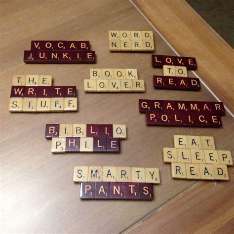 Upcycled scrabble tile word-lover magnets