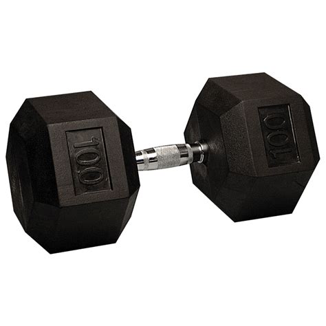 100 lb Rubber Coated Hex Dumbbell