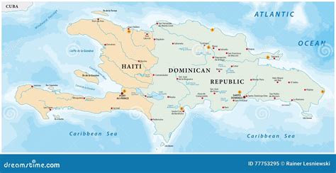 Map of Caribbean Island of Hispaniola Stock Vector - Illustration of puerto, haiti: 77753295