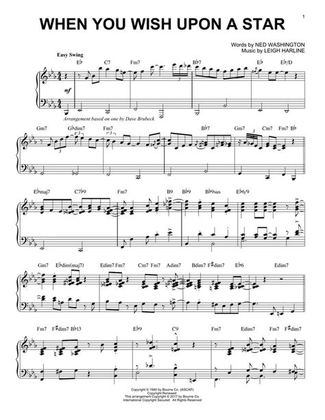 Dave Brubeck When You Wish Upon A Star [Jazz version] Sheet Music Notes, Chords | Sheet music ...