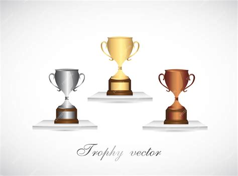 Premium Vector | Gold silver and bronze trophies