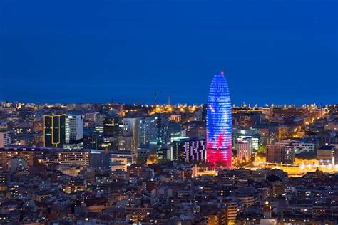 Premium Photo | Scenic aerial view of Barcelona city skyscraper and ...