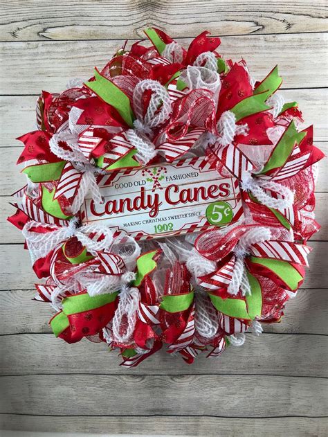 Christmas Wreath Candy Cane Wreath Christmas Wall Decor - Etsy | Christmas wreaths, Holiday ...