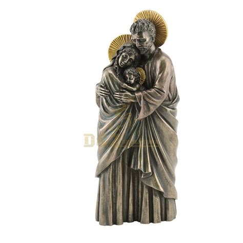 High quality metal decorated bronze Mary Saint Joseph and Jesus family statues for sale