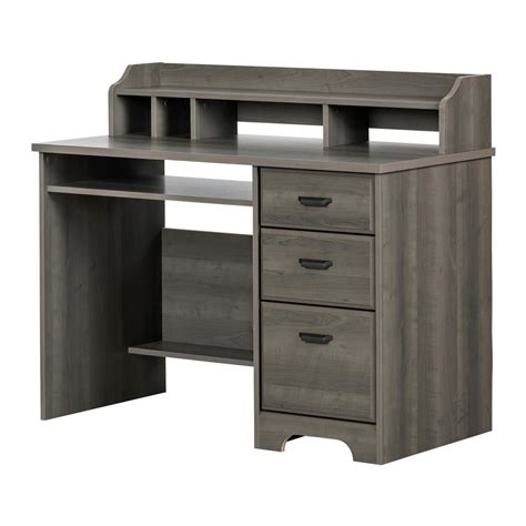 South Shore Versa Gray Maple Computer Desk with Hutch-12108 - The Home ...