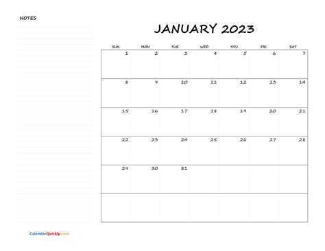 Free Printable Blank Monthly Calendar 2023 - Calendar Printables