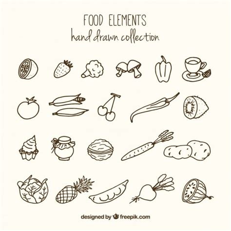 Premium Vector | Sketches variety of healthy food | Sketches, Vector ...