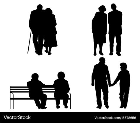 Elderly couples silhouettes Royalty Free Vector Image