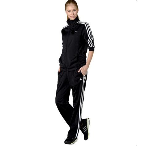 adidas Performance Essentials Womens 3 Stripe Full Tracksuit Black | eBay