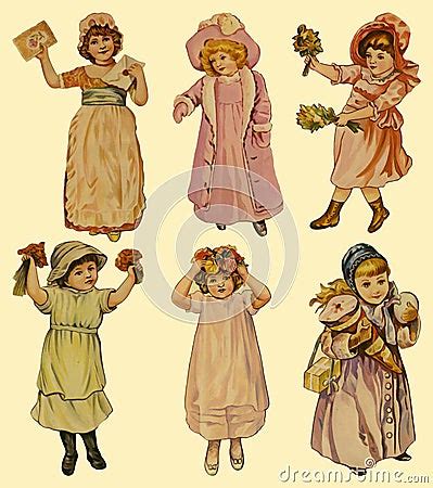 6 Vintage Paper Dolls Royalty Free Stock Images - Image: 3298959