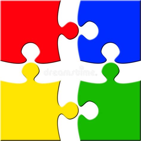 Four Piece Puzzle Over White Seperated Stock Illustration ...