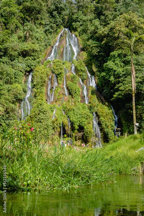 thermal waterfalls of santa rosa de cabal in colombia, tropical nature ...