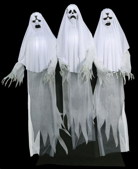 Life Size Animated Spirit Entity Ghost Trio 3 Ghosts Halloween Prop Decor