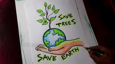 How to Draw Save Trees / Save Earth Poster Drawing - YouTube