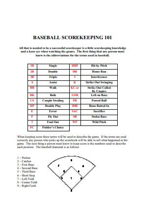 32+ SAMPLE Baseball Scoresheet Templates in PDF | MS Word | Excel