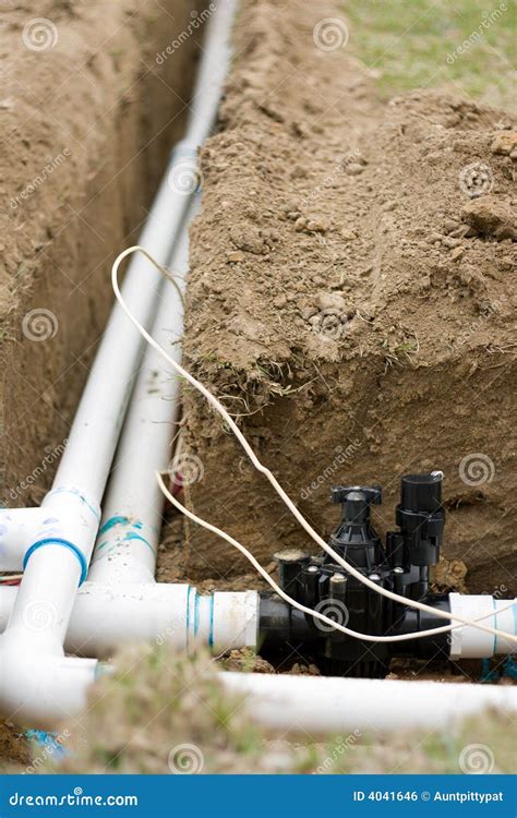 Sprinkler System Installation Stock Photo - Image of dirt, system: 4041646