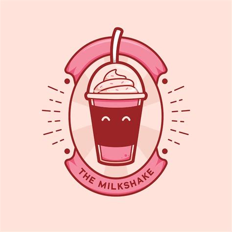 Premium Vector | Cute pink strawberry milkshake cup drink logo mascot ...