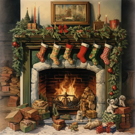 Christmas Livingroom Fireplace Art Free Stock Photo - Public Domain Pictures