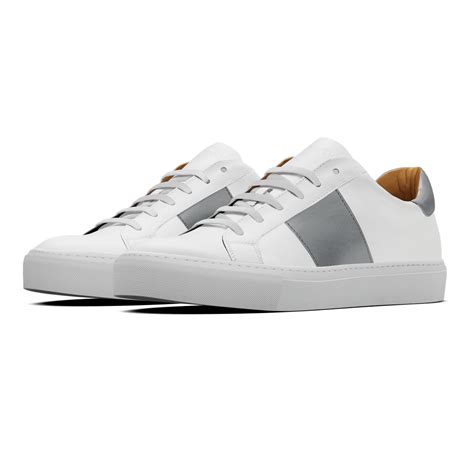 White & off-white leather Sneakers with contrast side band