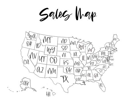 Sales Map Tracker Procreate or Printable United States Etsy - Etsy Hong ...