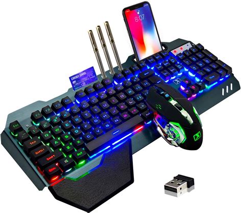 Ordenador Teclado y ratón RGB LED Inalambrico Juegos Juego de teclado y ...