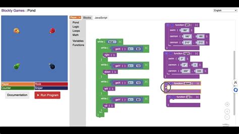 Blockly games Pond - Coding / JavaScript Level 10 - YouTube