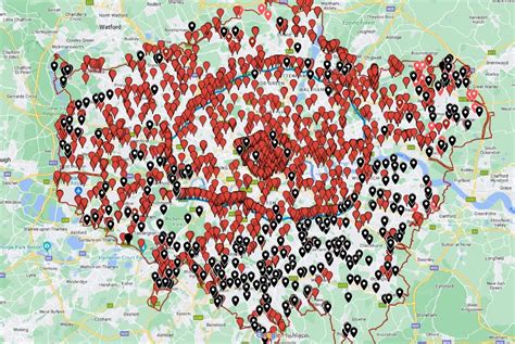 This is a map of ULEZ cameras in London. The ones shown in Black are the ones which have already ...