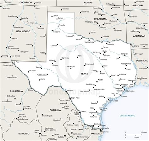 Vector Map of Texas political | One Stop Map