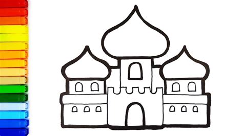 Learn How to Draw Eastern Palace or Castle | Simple Drawing Ideas and Coloring Pages for Kids ...