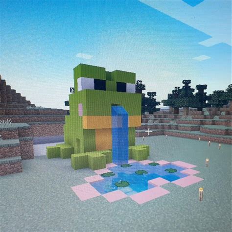 Frog fountain | Minecraft, Decoraciones minecraft, Manualidades de minecraft