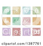 White Christian Icons on Square Colorful Pastel Tiles Posters, Art Prints by - Interior Wall ...