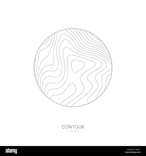 White Topographic map circle logo concept.Topo map elevation lines. Contour vector abstract ...