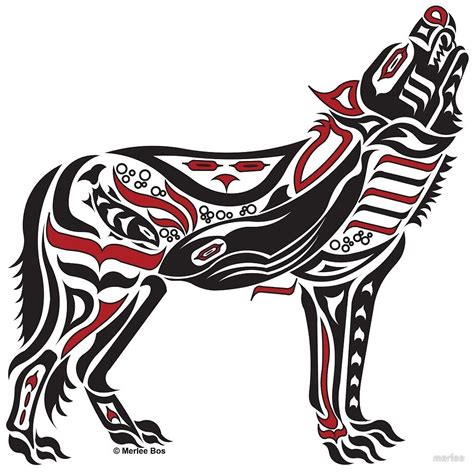 The Melody - Original Haida, Tlingit Wolf, Native American Art - Red by ...