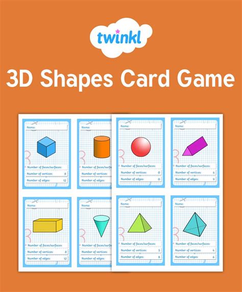 3D shapes card game - Maths - twinkl | Card games, Math activities, Math