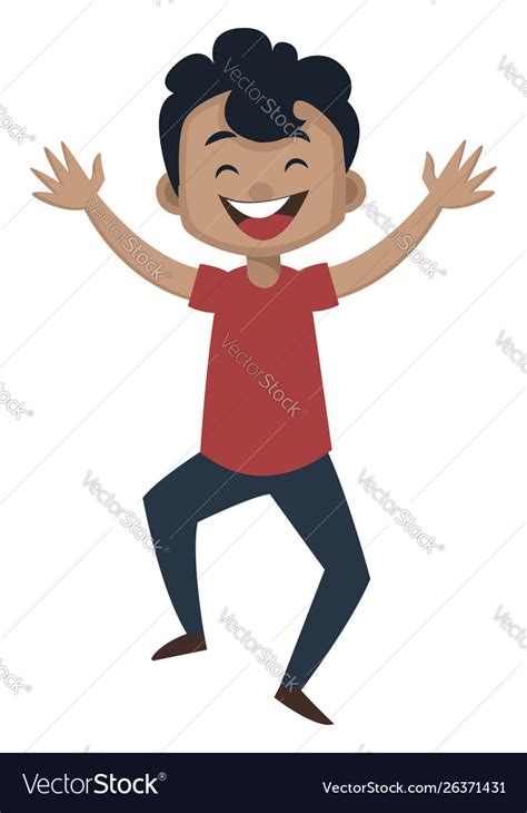 Boy is feeling happy on white background Vector Image