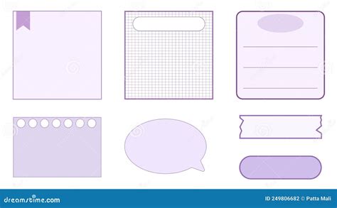 Set of the Cute Purple Planner Template Notepad, Memo, Grid Paper ...