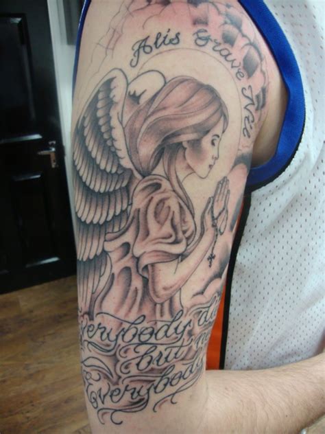 Praying Woman Angel Shoulder Tattoo