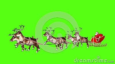 Santa Pulled by Reindeer Flying Stock Video - Video of sledge, video ...