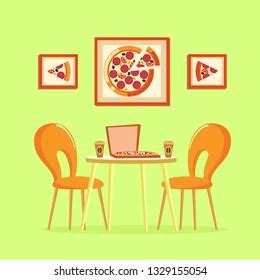 Restaurant Table Pizza Pictures Decoration On Stock Vector (Royalty ...