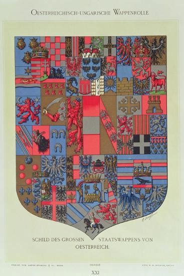 'Coat of Arms of the Austro-Hungarian Empire, Imperial Austrian Court Engraved by R. M. Rohrer ...