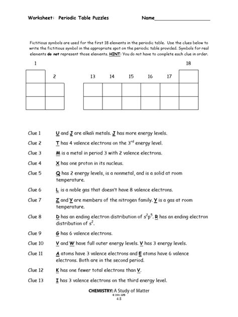 Periodic Table Puzzles | PDF