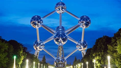 HD wallpaper: Atomium at Night, Brussels, Belgium, Landmarks ...