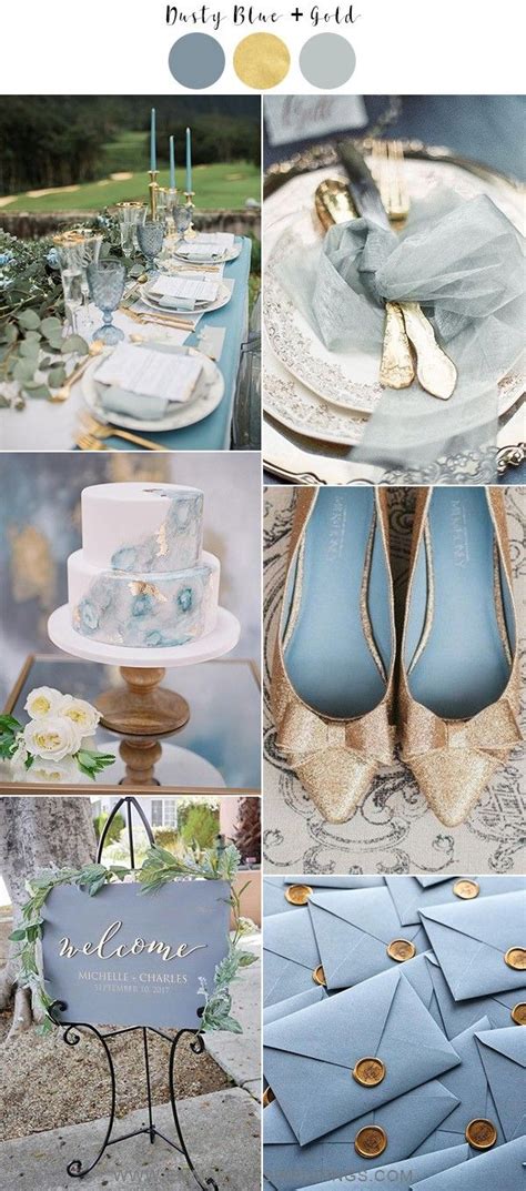 dusty blue and gold wedding color ideas for 2019 Blue Gold Wedding, Gold Wedding Colors, Wedding ...