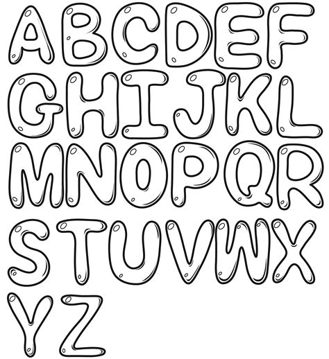 Draw Font Bubble Letters Coloring Page