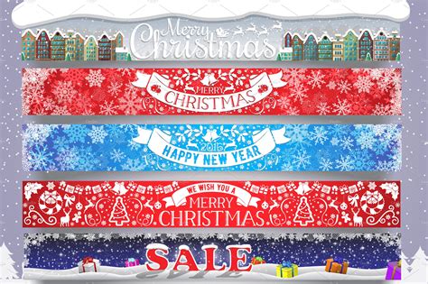 5 Christmas and New Year web banners | Pre-Designed Vector Graphics ~ Creative Market