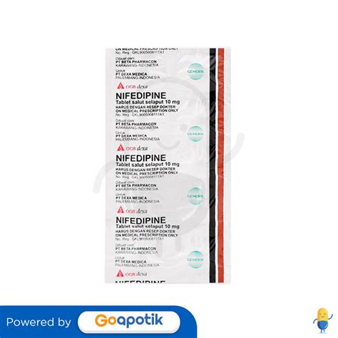 NIFEDIPINE OGB DEXA MEDICA 10 MG STRIP 10 TABLET / HIPERTENSI - Kegunaan, Efek Samping, Dosis ...