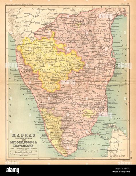 'Madras… Mysore, Coorg & Travancore'. British India provinces South ...